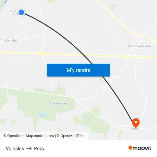 Voinsles to Pecy map