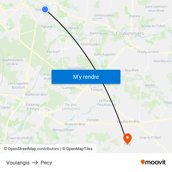Voulangis to Pecy map