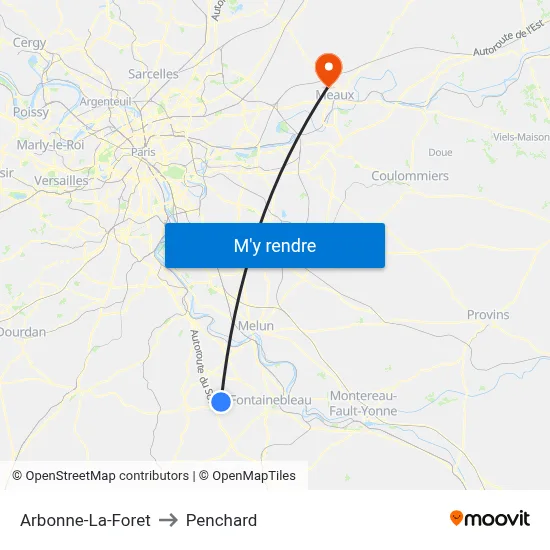 Arbonne-La-Foret to Penchard map