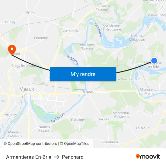 Armentieres-En-Brie to Penchard map