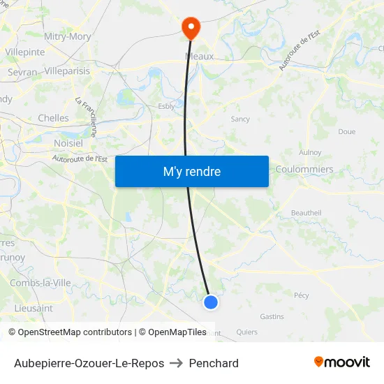 Aubepierre-Ozouer-Le-Repos to Penchard map