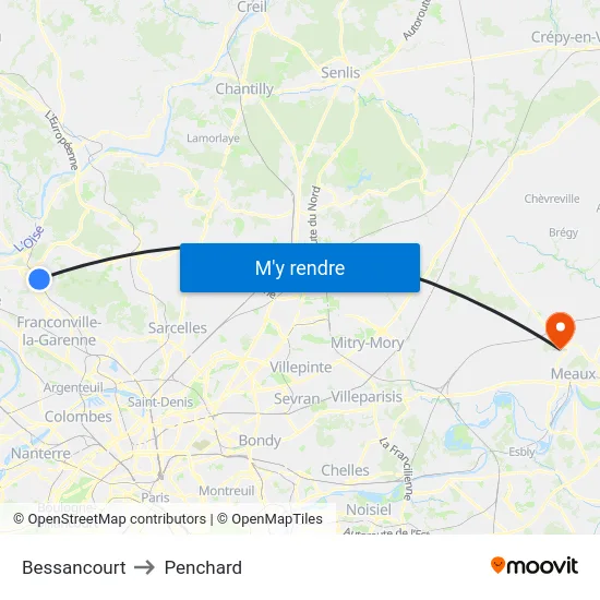 Bessancourt to Penchard map