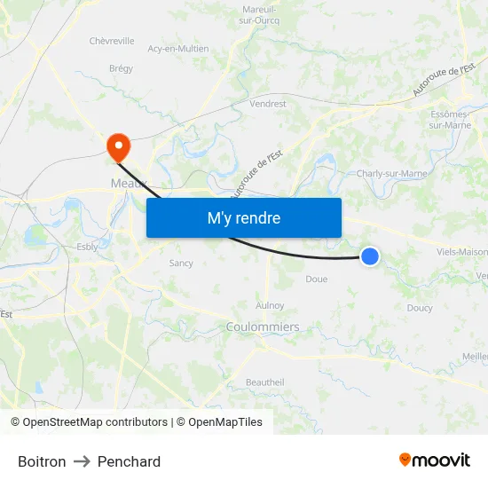 Boitron to Penchard map