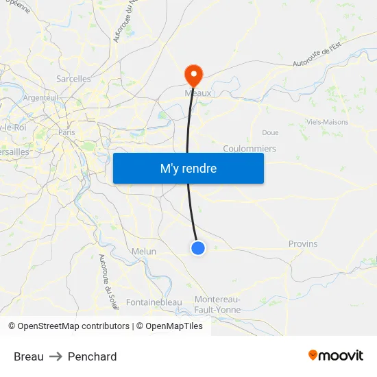 Breau to Penchard map