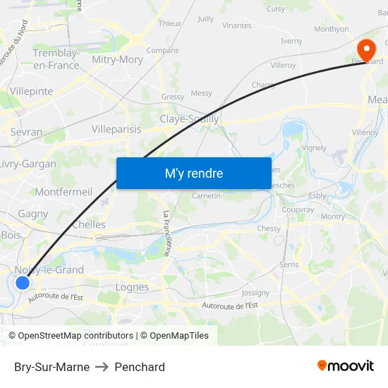 Bry-Sur-Marne to Penchard map