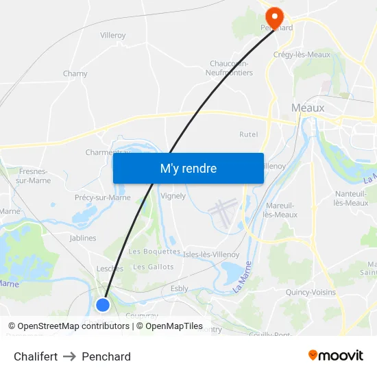 Chalifert to Penchard map