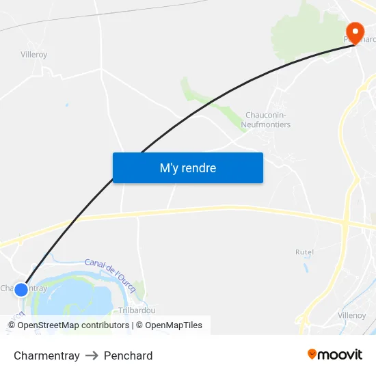 Charmentray to Penchard map