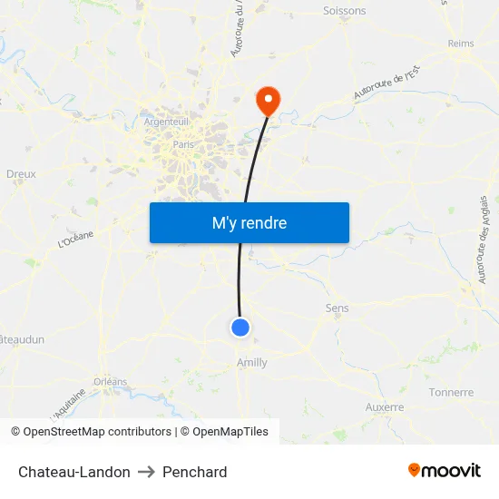 Chateau-Landon to Penchard map