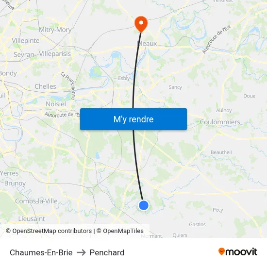 Chaumes-En-Brie to Penchard map