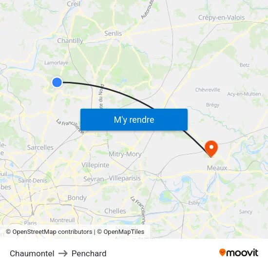 Chaumontel to Penchard map