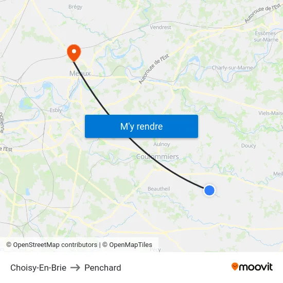 Choisy-En-Brie to Penchard map