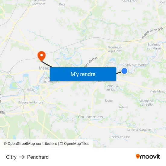 Citry to Penchard map