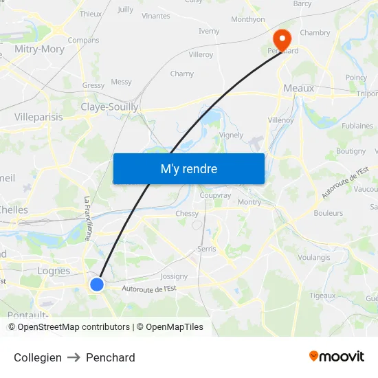 Collegien to Penchard map