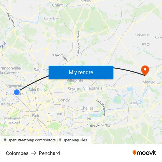 Colombes to Penchard map