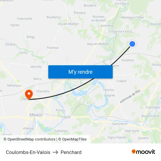 Coulombs-En-Valois to Penchard map