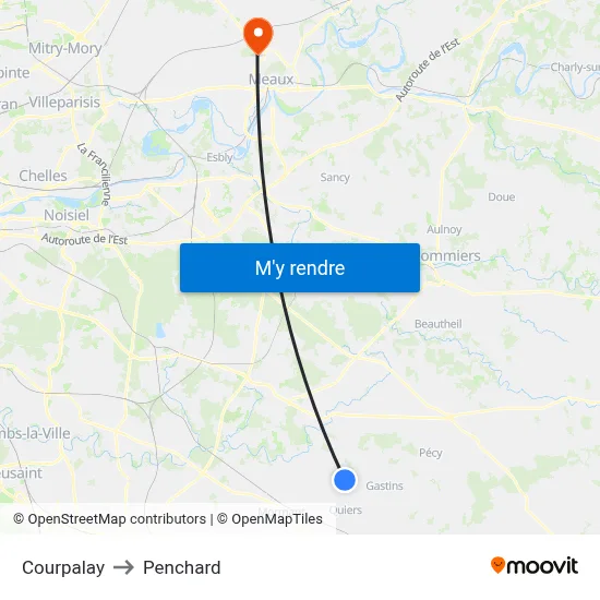 Courpalay to Penchard map