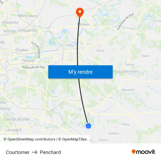 Courtomer to Penchard map