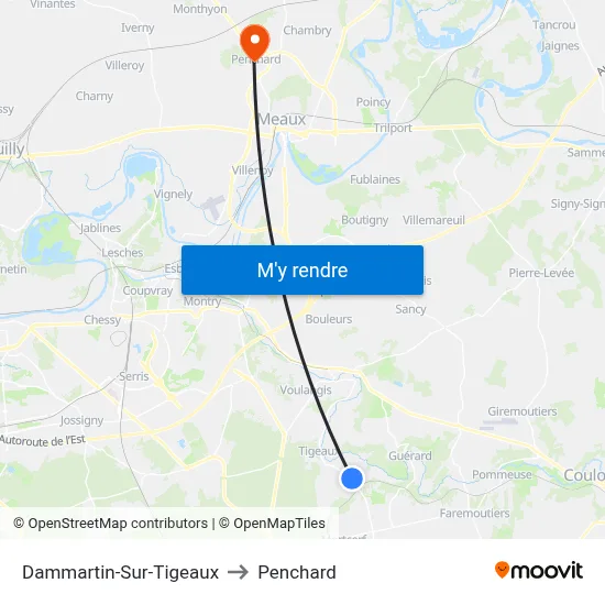 Dammartin-Sur-Tigeaux to Penchard map
