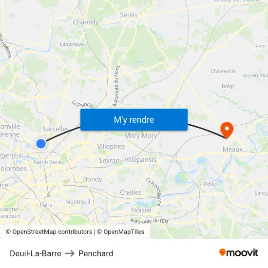 Deuil-La-Barre to Penchard map