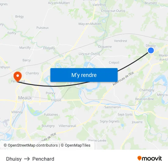 Dhuisy to Penchard map