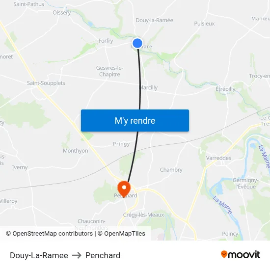 Douy-La-Ramee to Penchard map