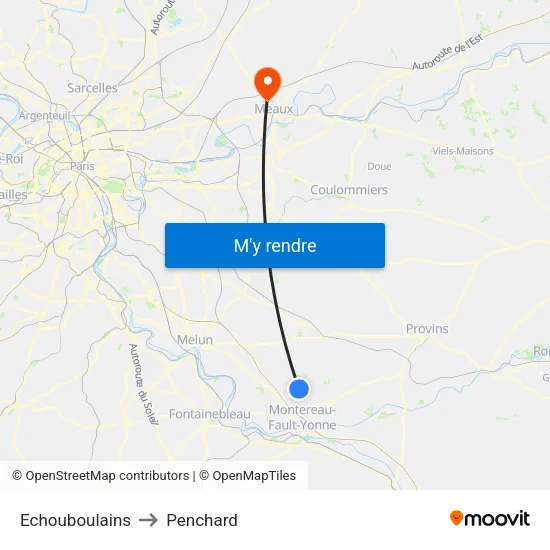Echouboulains to Penchard map