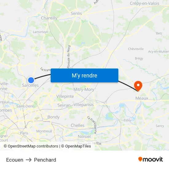 Ecouen to Penchard map