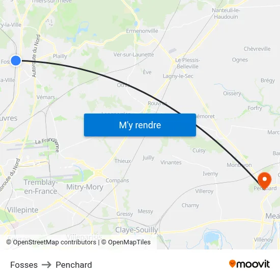 Fosses to Penchard map