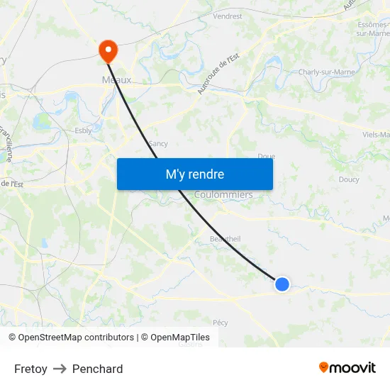 Fretoy to Penchard map