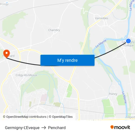 Germigny-L'Eveque to Penchard map