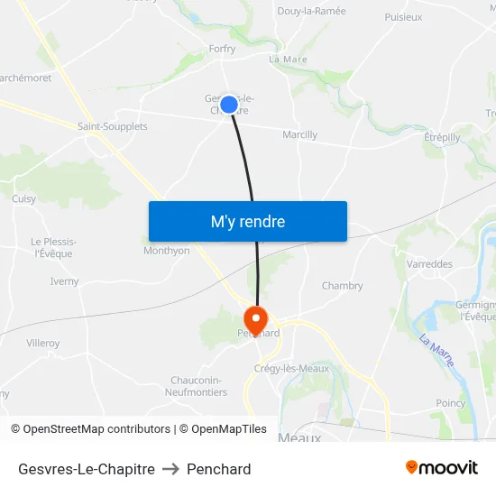 Gesvres-Le-Chapitre to Penchard map