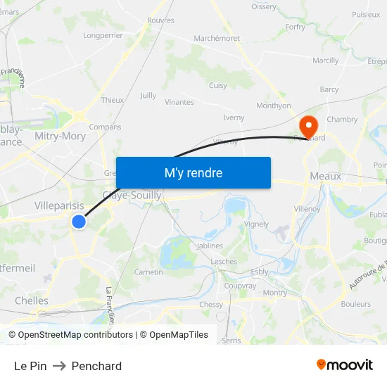 Le Pin to Penchard map