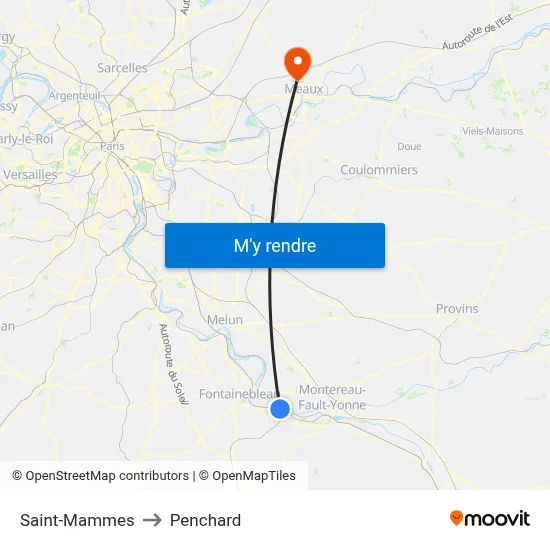 Saint-Mammes to Penchard map
