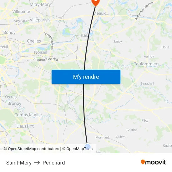 Saint-Mery to Penchard map