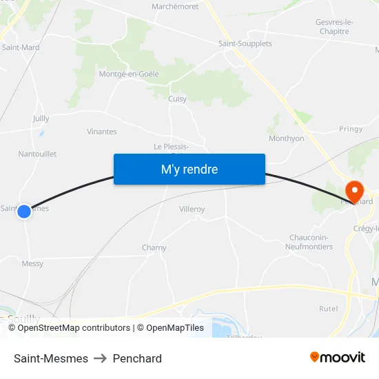 Saint-Mesmes to Penchard map