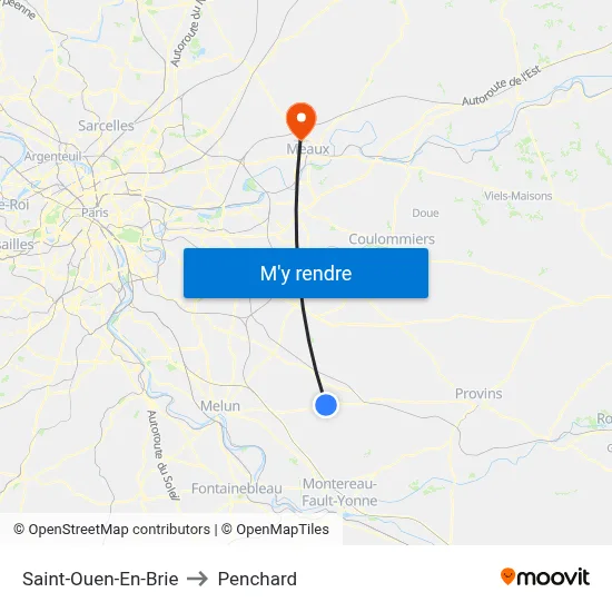 Saint-Ouen-En-Brie to Penchard map