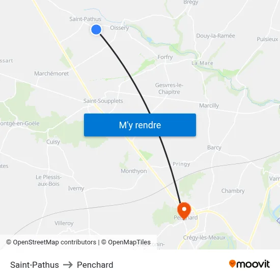 Saint-Pathus to Penchard map