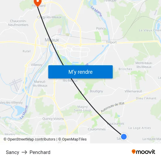 Sancy to Penchard map