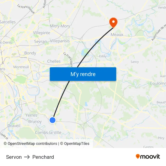 Servon to Penchard map