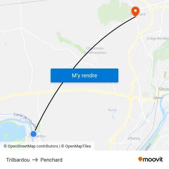 Trilbardou to Penchard map