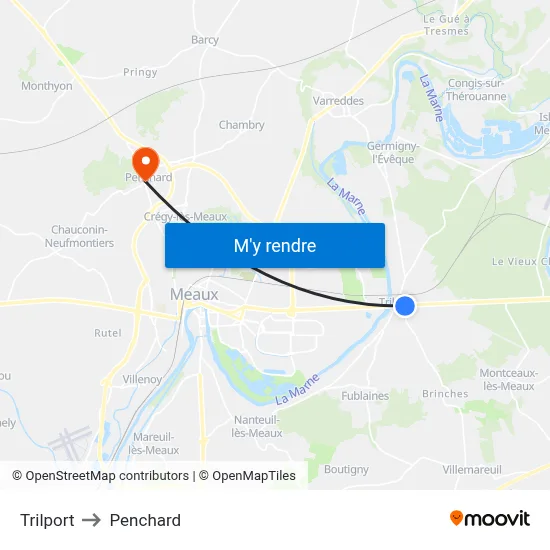 Trilport to Penchard map