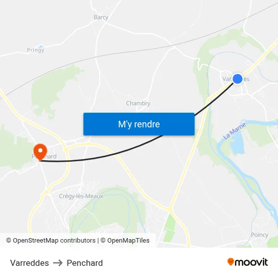Varreddes to Penchard map