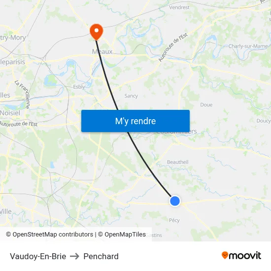 Vaudoy-En-Brie to Penchard map