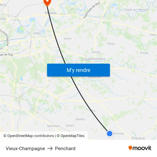 Vieux-Champagne to Penchard map