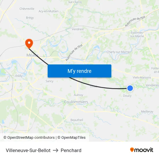Villeneuve-Sur-Bellot to Penchard map