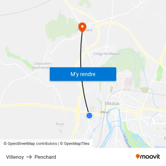 Villenoy to Penchard map