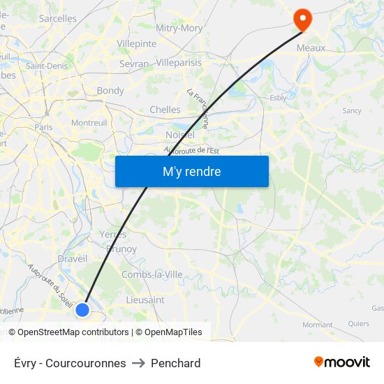 Évry - Courcouronnes to Penchard map