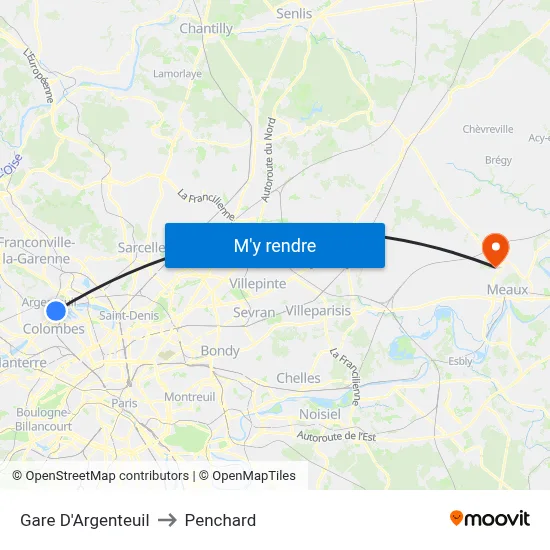 Gare D'Argenteuil to Penchard map