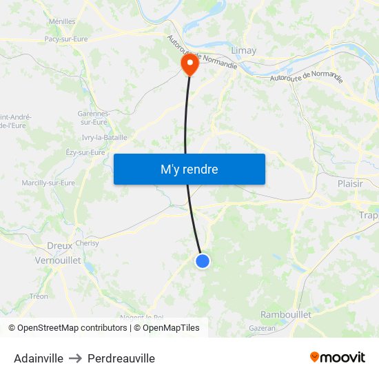 Adainville to Perdreauville map