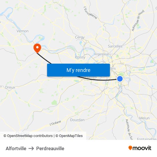 Alfortville to Perdreauville map